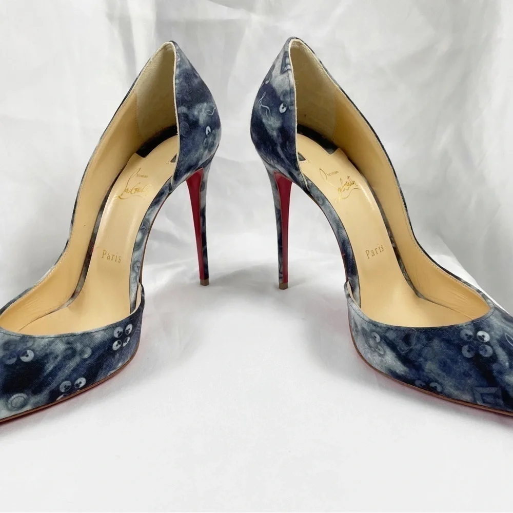 Christian Louboutin Iriza Jean Punk Pointed Toe Logo Stiletto Pumps EU 40.5